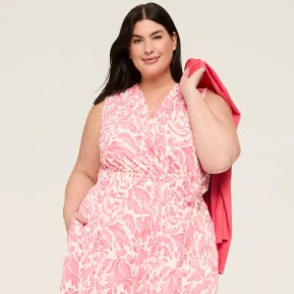 Lane Bryant Sleeveless Faux-Wrap Jersey Midi Dress